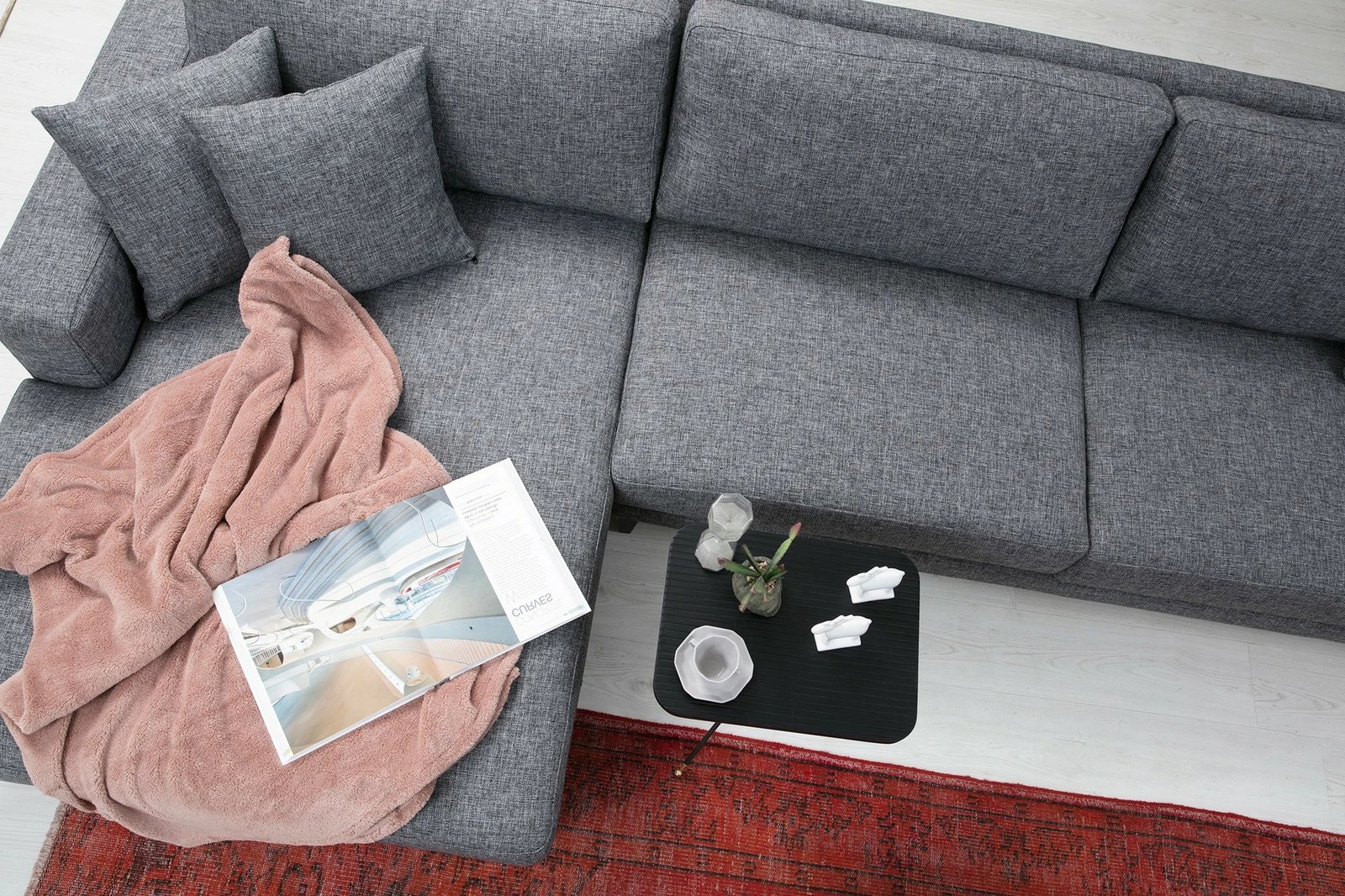 Kënd-sofë krevati Atelier del Sofa, kënd nordik majtas (Chl+3R), ngjyrë gri e errët