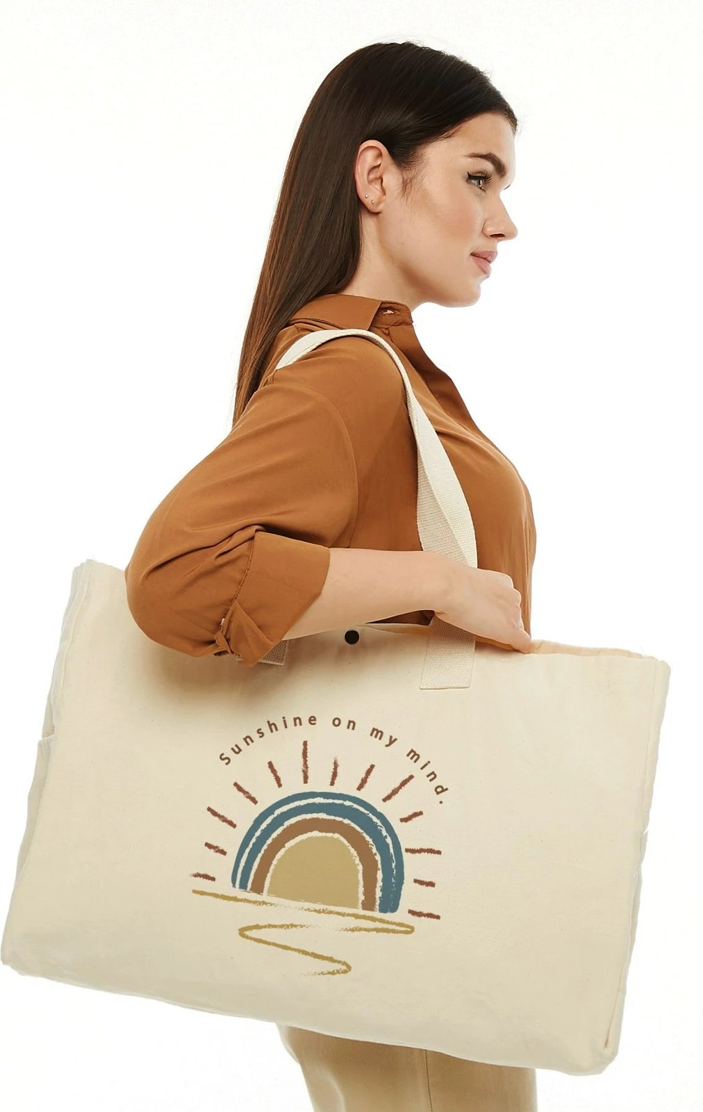 Torbë tote Zoozie Bags, krem, 50x36x12cm