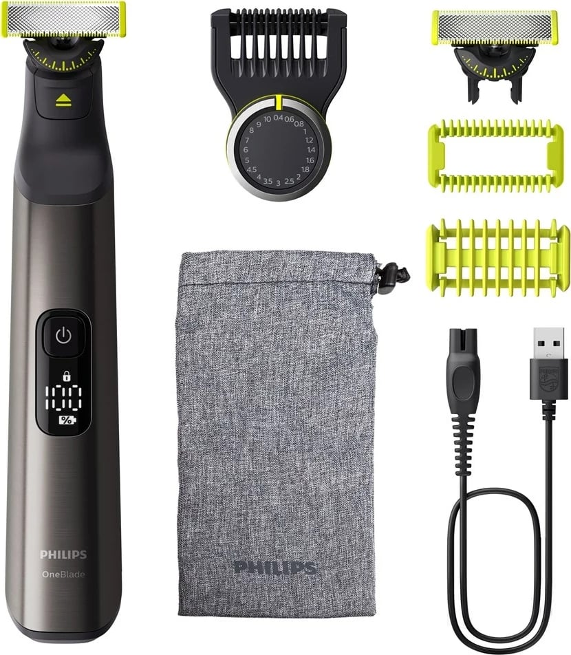 Makinë rroje Philips OneBlade Pro 360 QP6552/15, për fytyrë dhe trup, Krom Makinë rroje Philips OneBlade Pro 360 QP6552/15, për fytyrë dhe trup, Krom