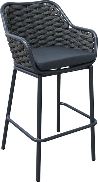 Karrige për bar Zuki alumini, e grisë, me jastëk, 55x54x109cm