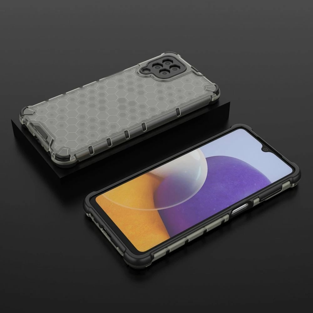Mbështjellës Hurtel Honeycomb për Samsung Galaxy A22 4G, i zi