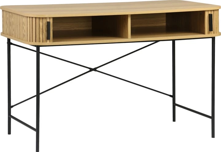 Konsolë Scandi MDF/Metal ngjyrë natyrale me këmbë metalike të zeza 120x60x76.5cm