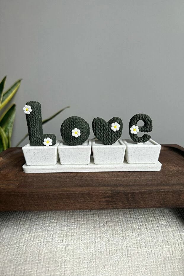 Dekor 'Love Cactus', Evila Originals, ngjyrë e gjelbër dhe e bardhë