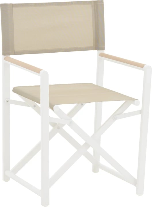 Tavolinë me karrige Mabu-Nares, 7 pjesë, alumin i bardhë dhe dru, 180x90x72.5 cm