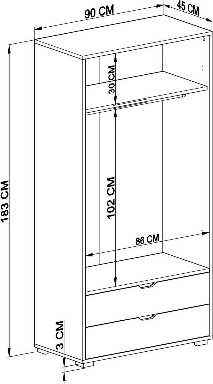 Dollap Hanah Home, 90cm, 1600-015, ngjyrë dru arre e çelët dhe e bardhë