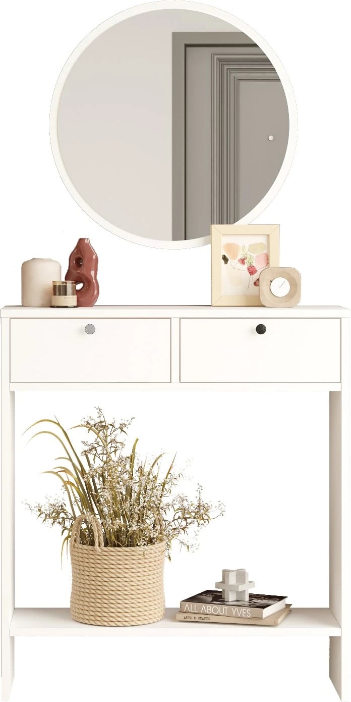 Komodë me pasqyrë, ngjyrë e bardhë, Hanah Home, Lr1-W