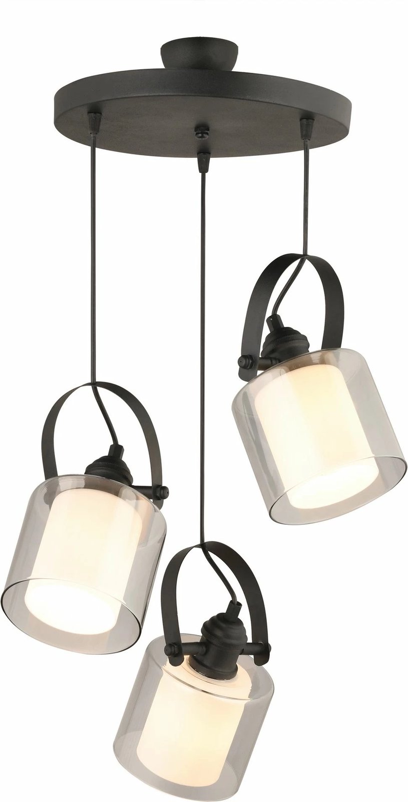 Llambë tavani Opviq, trup metalik, kapak qelqi, e bardhë, 64633