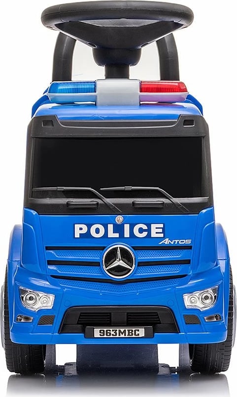 ride-on kamion policie për fëmijë, Milly Mally Mercedes Antos, drita e tinguj, 12–36 muaj, blu