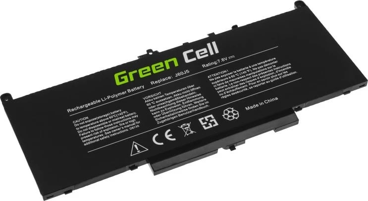 Bateri laptopi Green Cell DE135 për Dell Latitude E7270/E7470, 5800mAh, 7.6V, e zezë