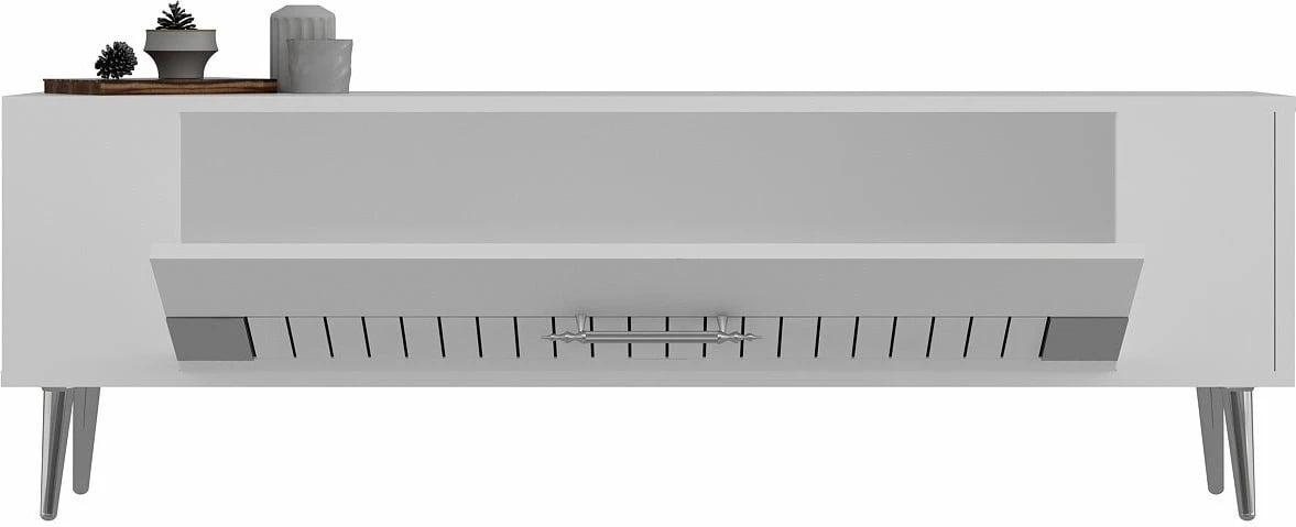 Komodë TV Skye Decor, Retrolp4, e bardhë, argjend