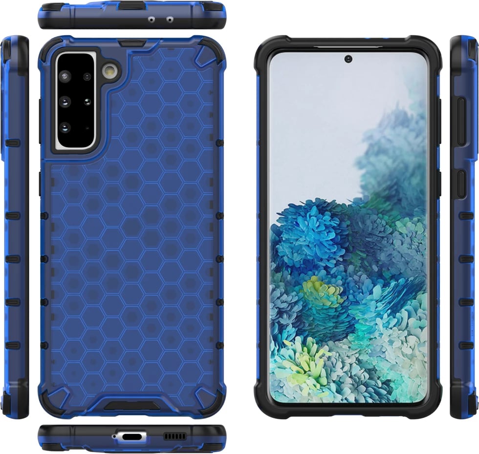 Mbështjellës Hurtel Honeycomb Case armor për Samsung Galaxy S21+ 5G, Blu