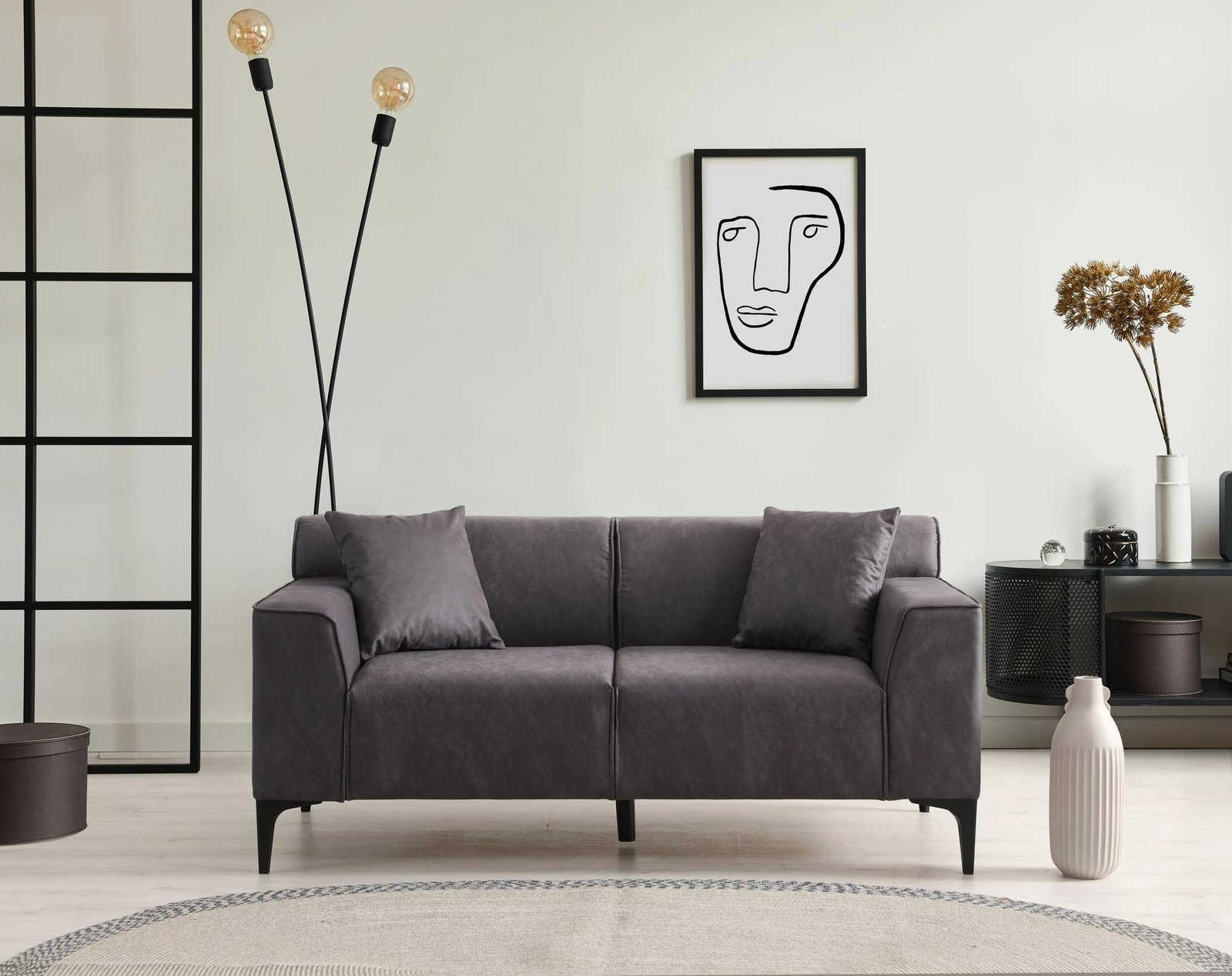 Divan dy-vendësh, ngjyrë antracit, Atelier del Sofa, New Petra 2