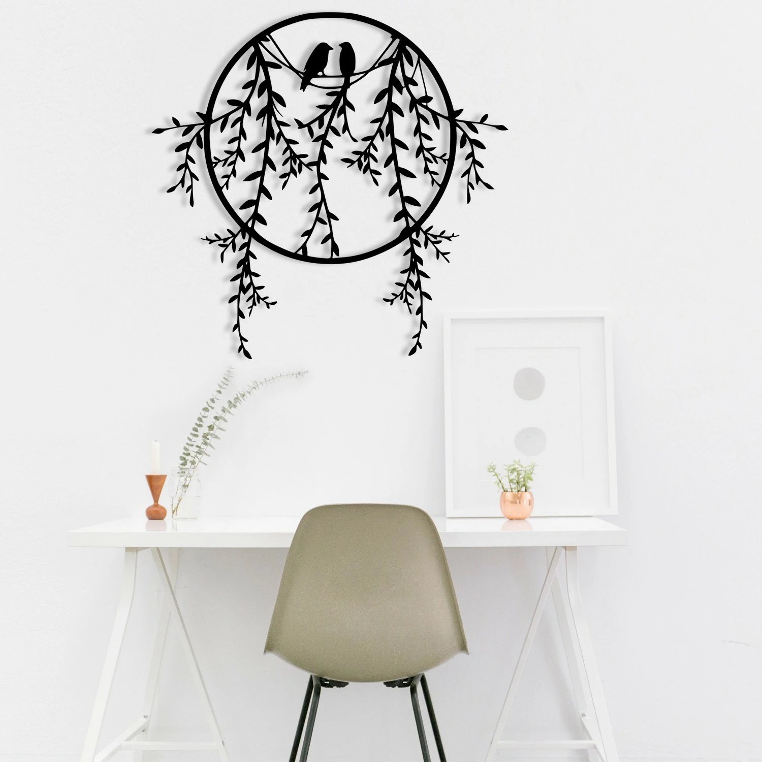 Aksesor dekorativ metalik për mur, Wallity Sirayet, ngjyrë e zezë, 45x44cm