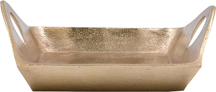 Tabaka dekorative CARRE, alumin, ngjyrë ari, 27x24x9 cm
