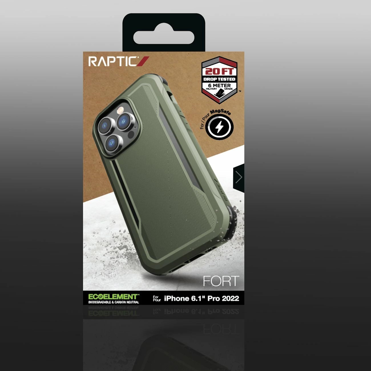 Mbështjellës Raptic X-Doria Fort Case për iPhone 14 Pro me MagSafe, i gjelbër