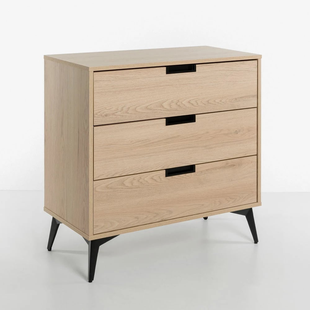 Komodë NEON me 3 sirtarë, natyrale, 80x39x83cm