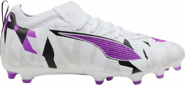 Çizme futbolli Puma për fëmijë, të bardha dhe vjollcë
