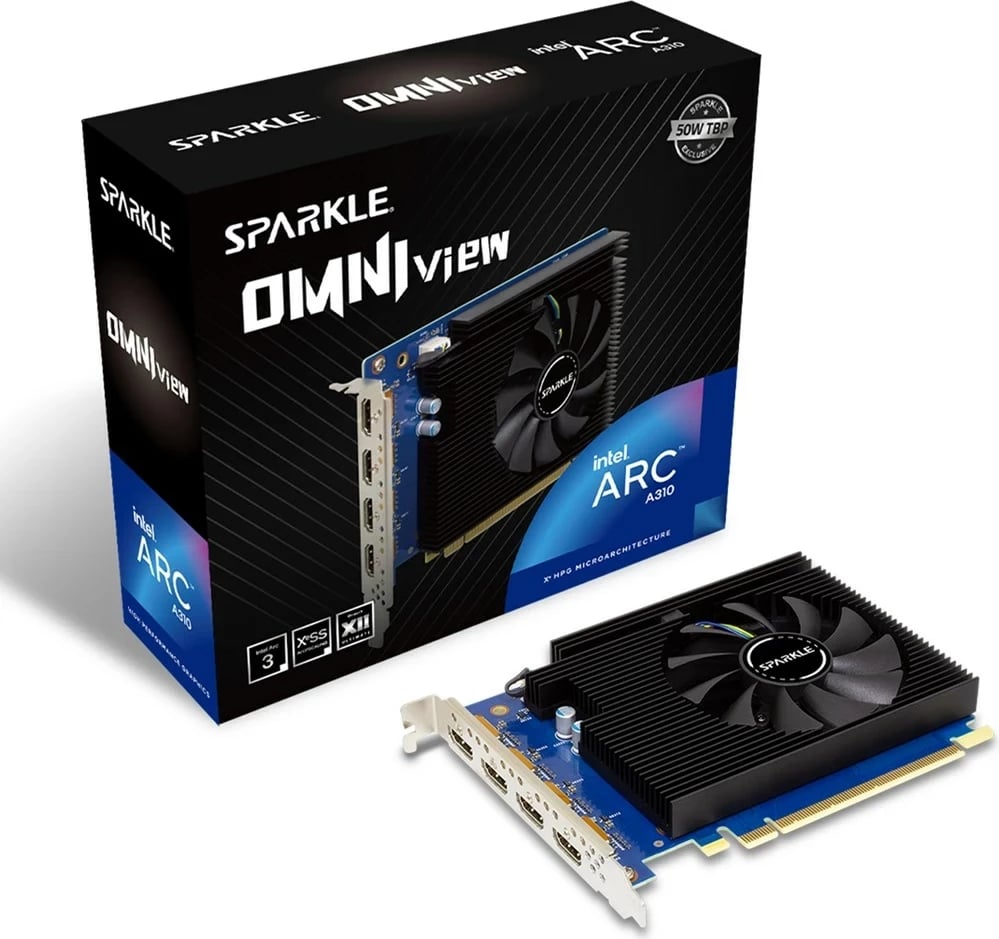 Kartelë grafike SPARKLE Intel Arc A310 Omni View, 4 GB, Blu