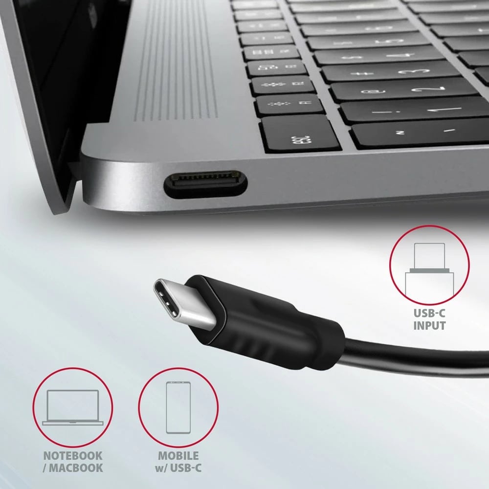Kasë AXAGON HMC-5G21, Multiport USB Hub 5in1, 10Gbps, 2x USB-A + 2x USB-C + HDMI 4K/30Hz, PD 60W, Gri