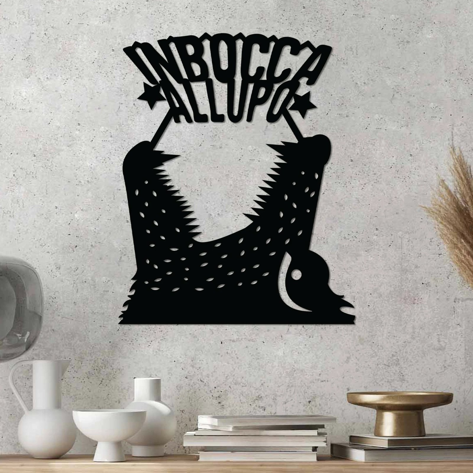 Aksesor dekorativ metalik për mur, Wallity Lupo 4, ngjyrë e zezë, 46x56cm