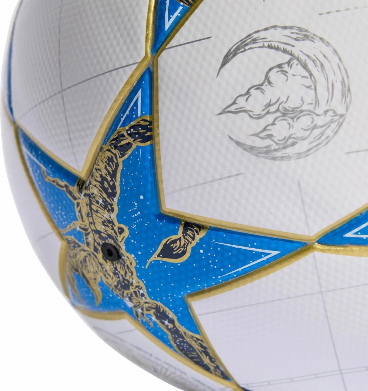 Top futbolli adidas, bardhë-kaltër-ari