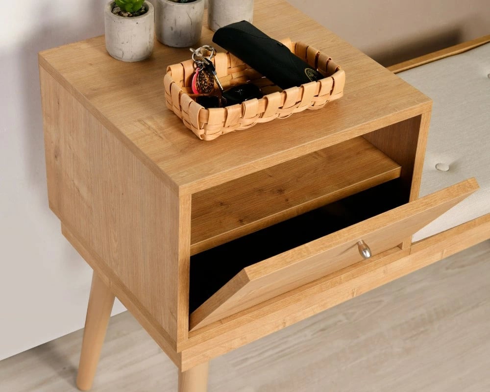 Bankë druri ahu, ngjyrë lisi dhe krem, Urban