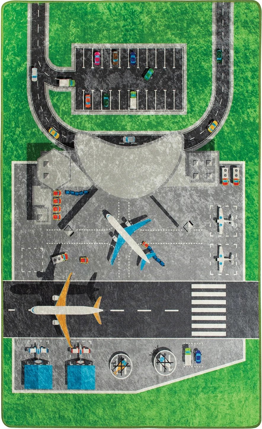 Qilim për fëmijë, dizajn aeroporti, shumëngjyrësh, 100x160cm