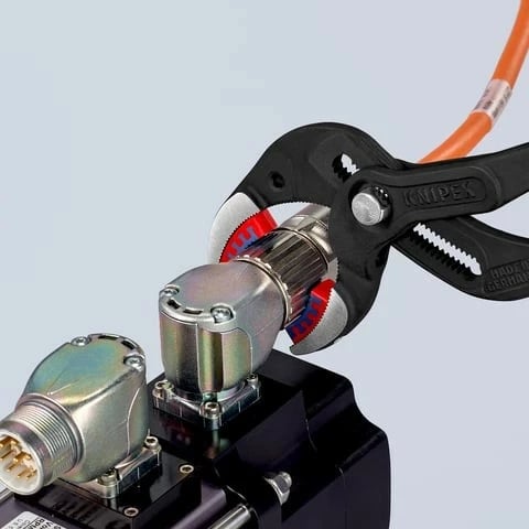 Kapëse Knipex Siphon-und Connectorenzange, për tuba dhe lidhës, doreza të kuqe
