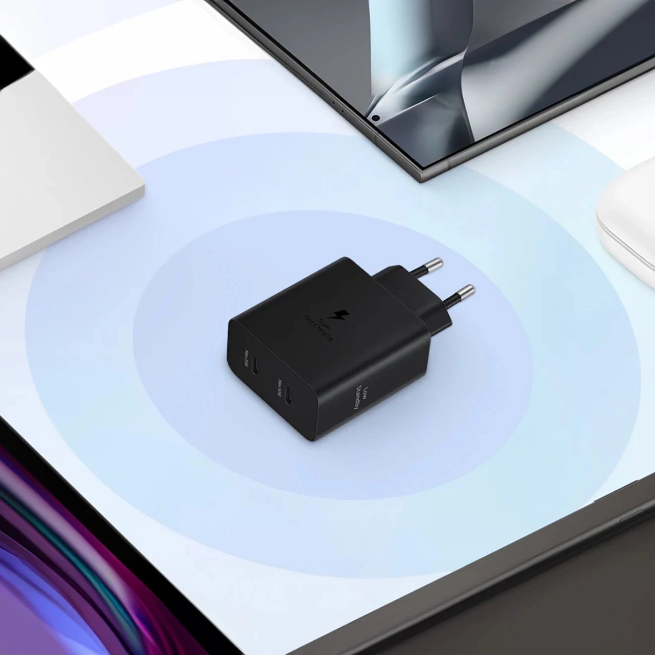 Karikues muri Samsung Power Adapter Duo EP-T5020XBEGEU, 2x USB-C, 50W, i zi