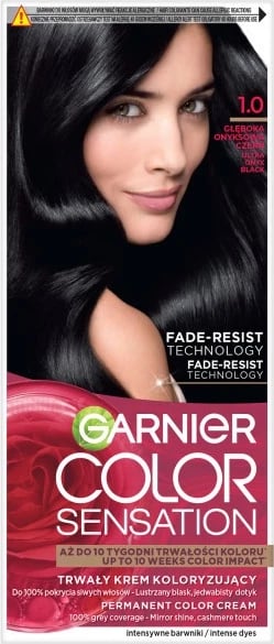 Krem ngjyrosës për flokë Garnier Color Sensation 1.0 Deep Onyx Black për femra, 1 copë