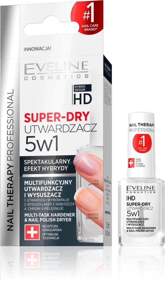 Forcaus dhe tharës për thonj Eveline Cosmetics Nail Therapy Professional Super-Dry 5w1, 12ml