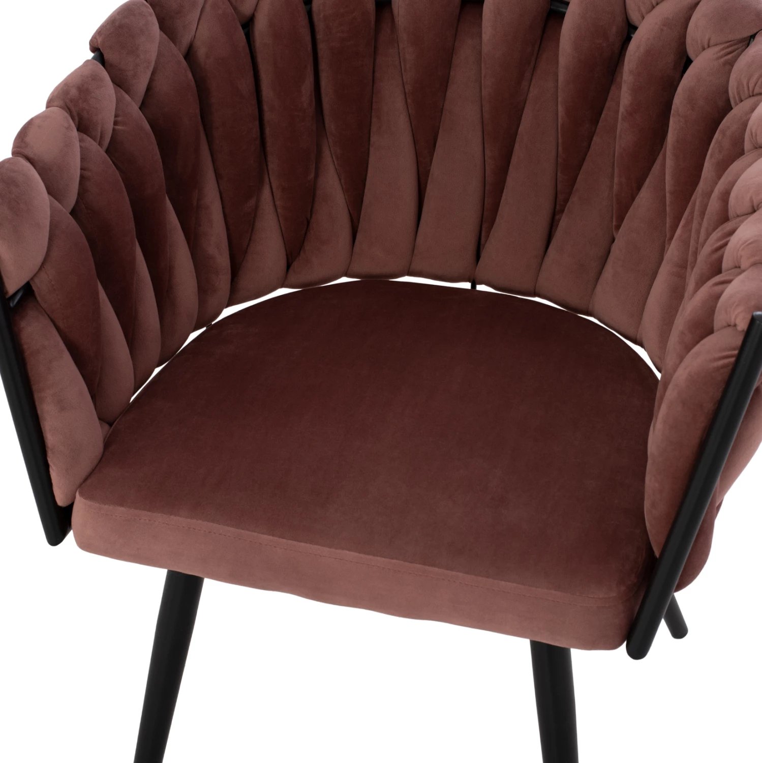 Karrige Luanda, kadife, ngjyrë molle të kalbur, këmbë metalike, FH8741.02, 60x54x78 cm, set prej 2 copë