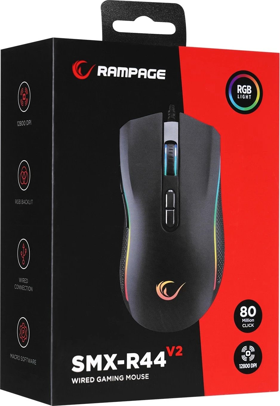 Maus Rampage SMX-R44V2, 12800 DPI, RGB, 7 taste, i zi