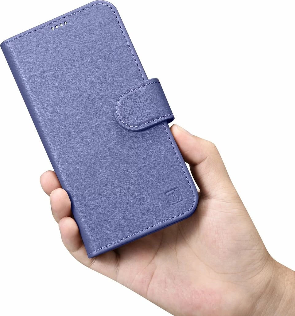Mbështjellës iCarer Wallet Case 2in1 për iPhone 14, lëkurë natyrale, Anti-RFID, Vjollcë e çelët