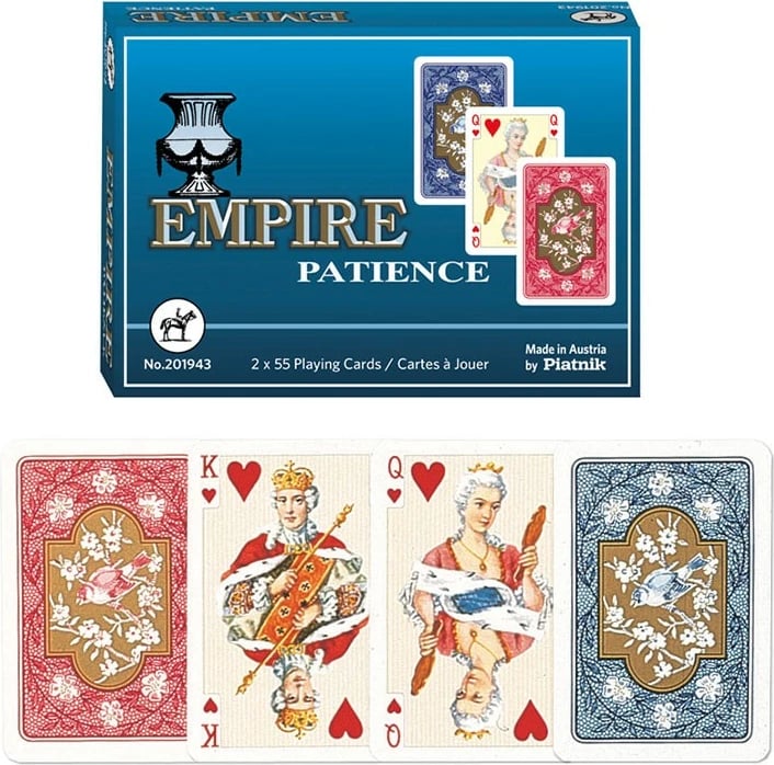 Letra loje Piatnik Empire Solitaire, 2x55 copë, kuqe/blu
