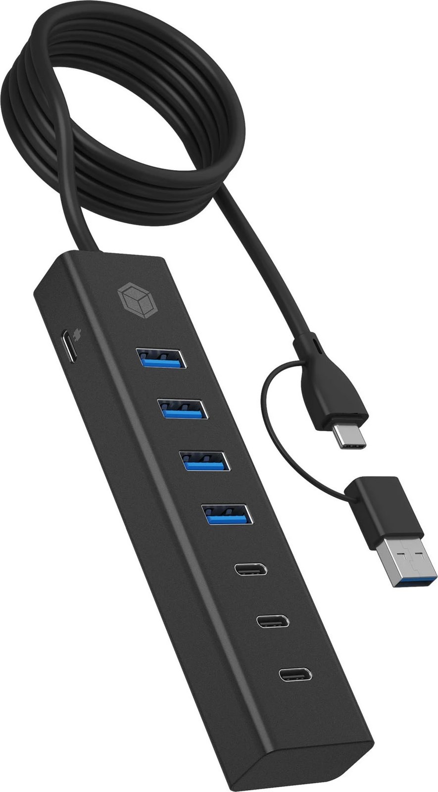 USB hub ICY BOX IB-HUB1737-C3, 7 porta, USB 3.2 Gen 1, alumini, zi
