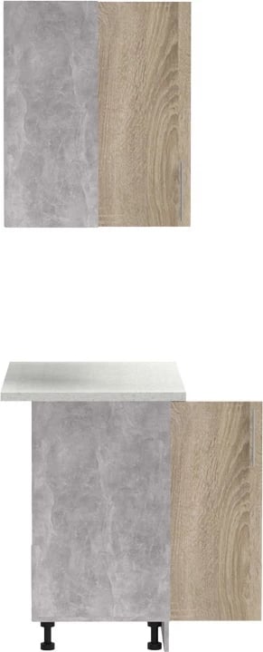 Njësi kuzhine Festa I melamine, ngjyrë sonoma dhe banak kuzhine ngjyrë gri e çelët, 100x60x85cm