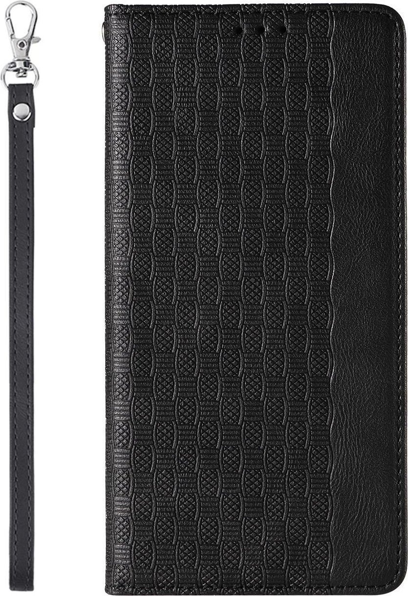 Mbështjellës Hurtel Magnet Strap Case për iPhone 13 Pro Max, me portofol dhe litar dore, e zezë