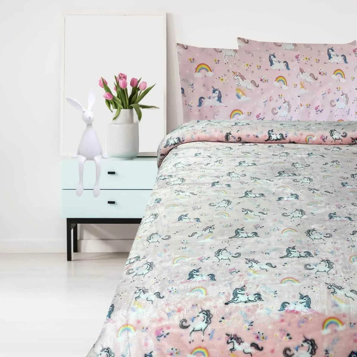 Batanije për fëmijë ASTRON-HOME ITALY Unicorn Yard, 160x220cm, Rozë