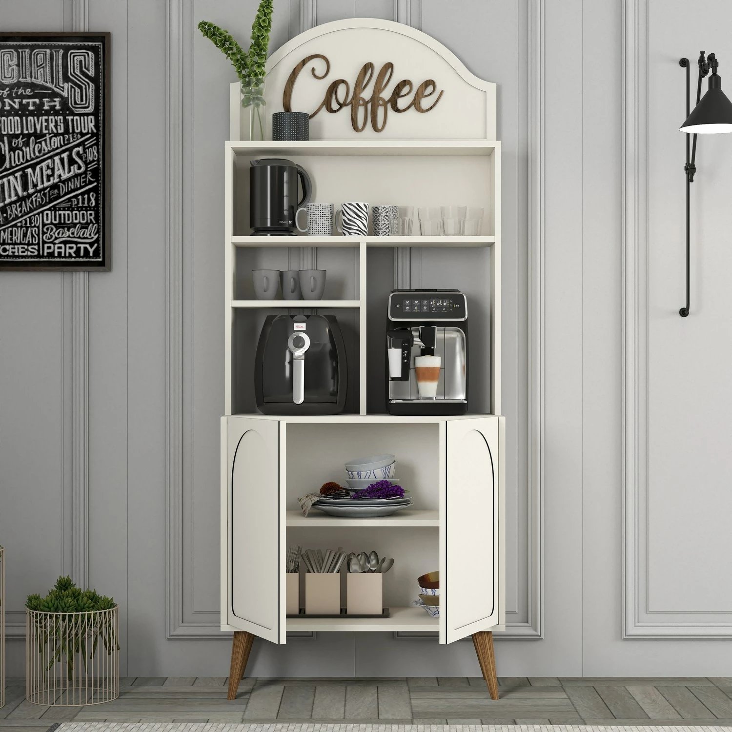 Dollap për kafe, Hanah Home, Lyon 80, krem dhe arre