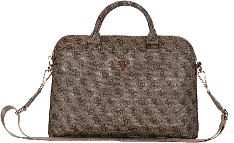 Çantë laptopi Guess 4G Zipper Pocket Triangle Logo, 15", Kafe