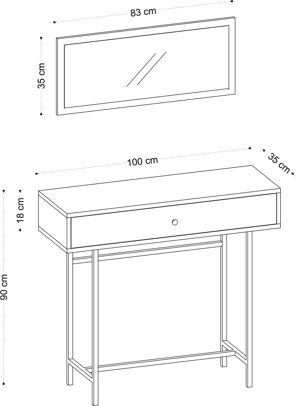 Komodë Hanah Home, Pera - lisi safir, e zezë