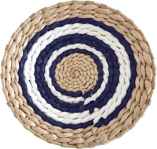Tabaka dekorative Boho NEXT Ø25cm, Natyrale/Bardhë/Blu