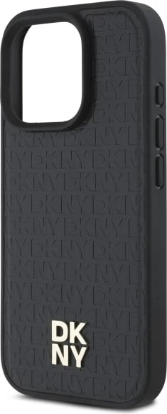 Mbështjellës DKNY Repeat Pattern Stack Logo MagSafe për iPhone 16 Pro, i zi
