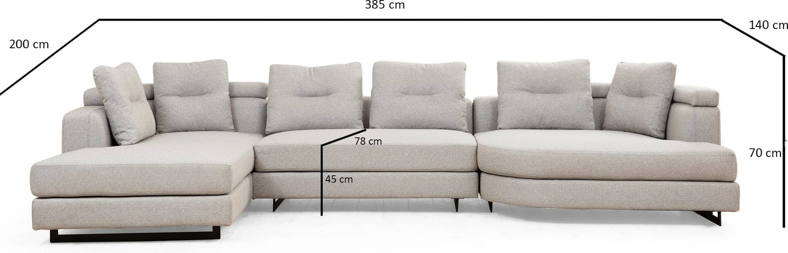 Këndare Padova, këndore-2-majtë, ngjyrë gri e çelët