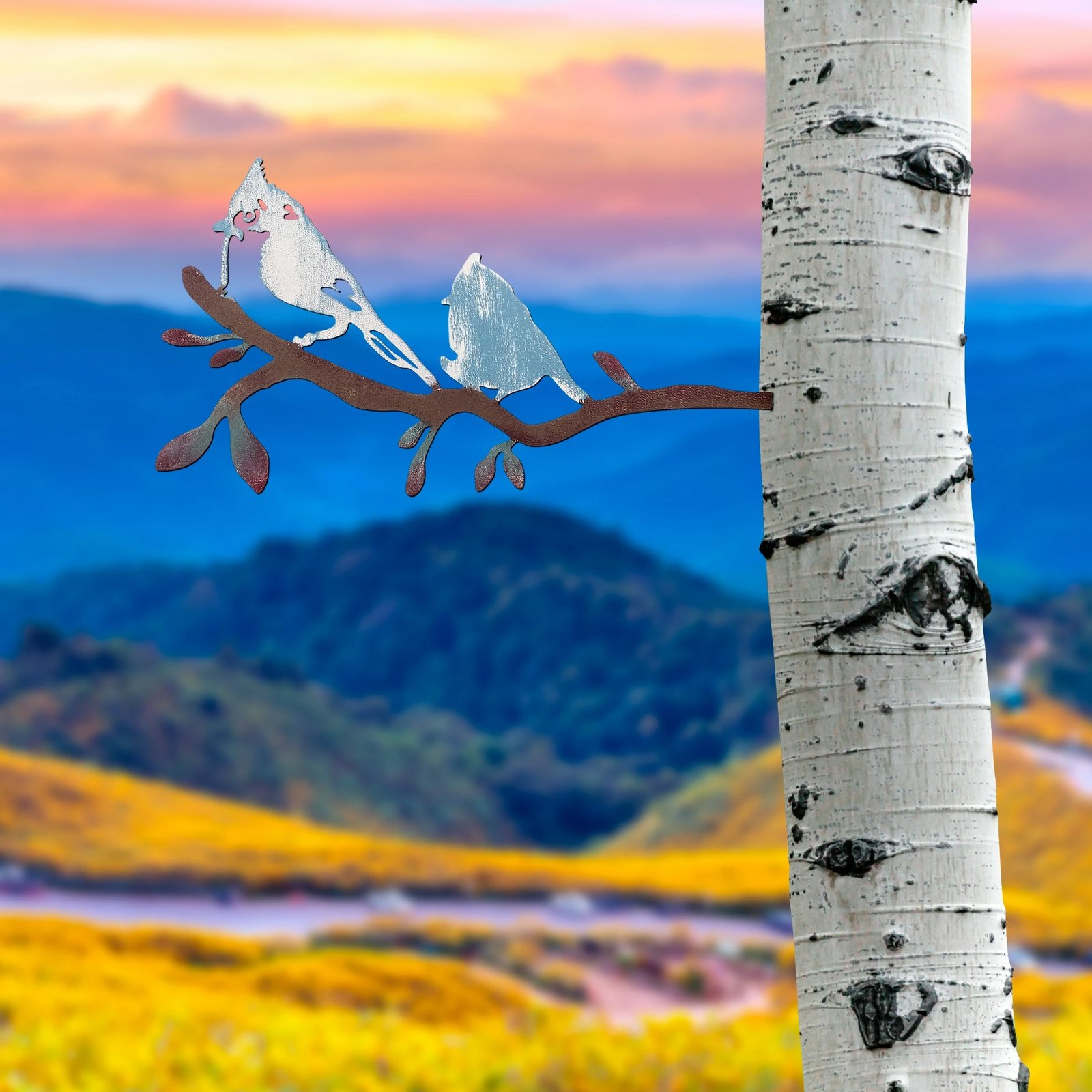 Objekt dekorativ për kopsht, zog në degë, Aberto Design, 27