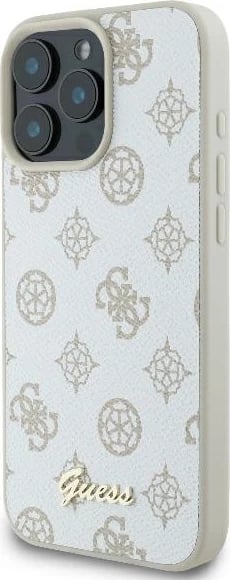 Mbështjellës Guess Peony Script Logo MagSafe për iPhone 16 Pro, Bardhë