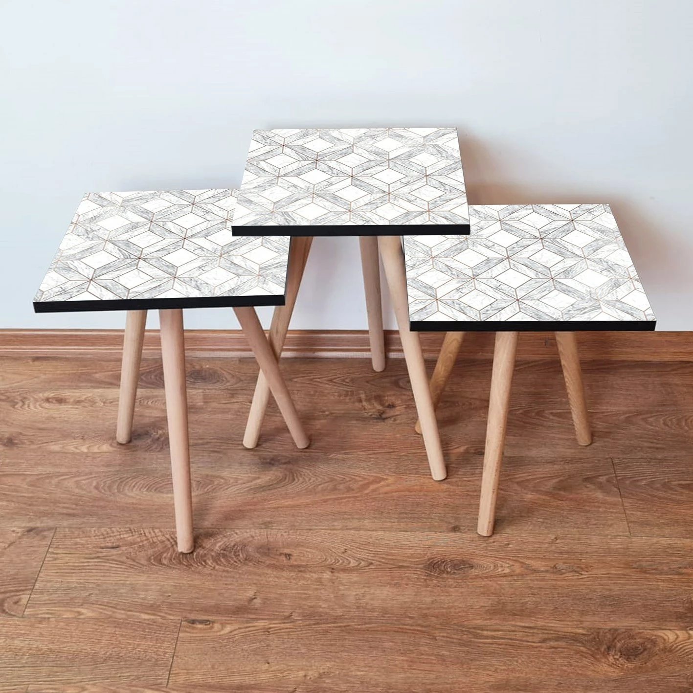 Set tavolinash ndihmëse të vendosshme (3 copë), Skye Decor, 3Shp319, ngjyrë e bardhë