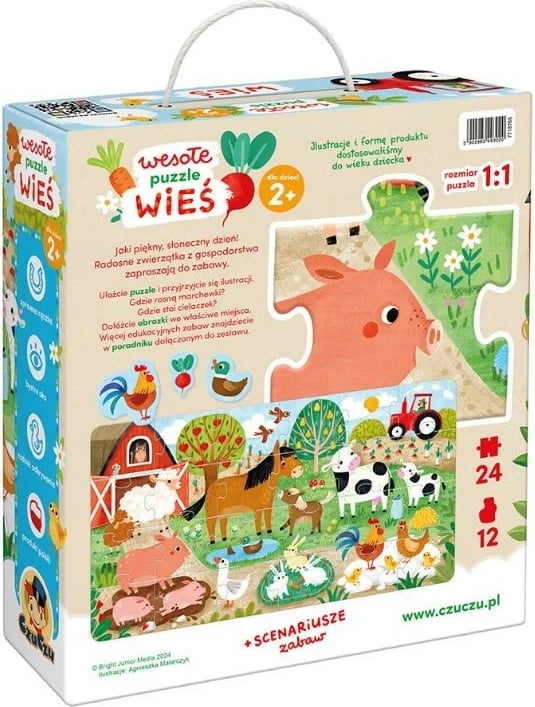 Puzzle për fëmijë CzuCzu Fun Puzzles 24 pjesë, fermë, shumëngjyrëshe