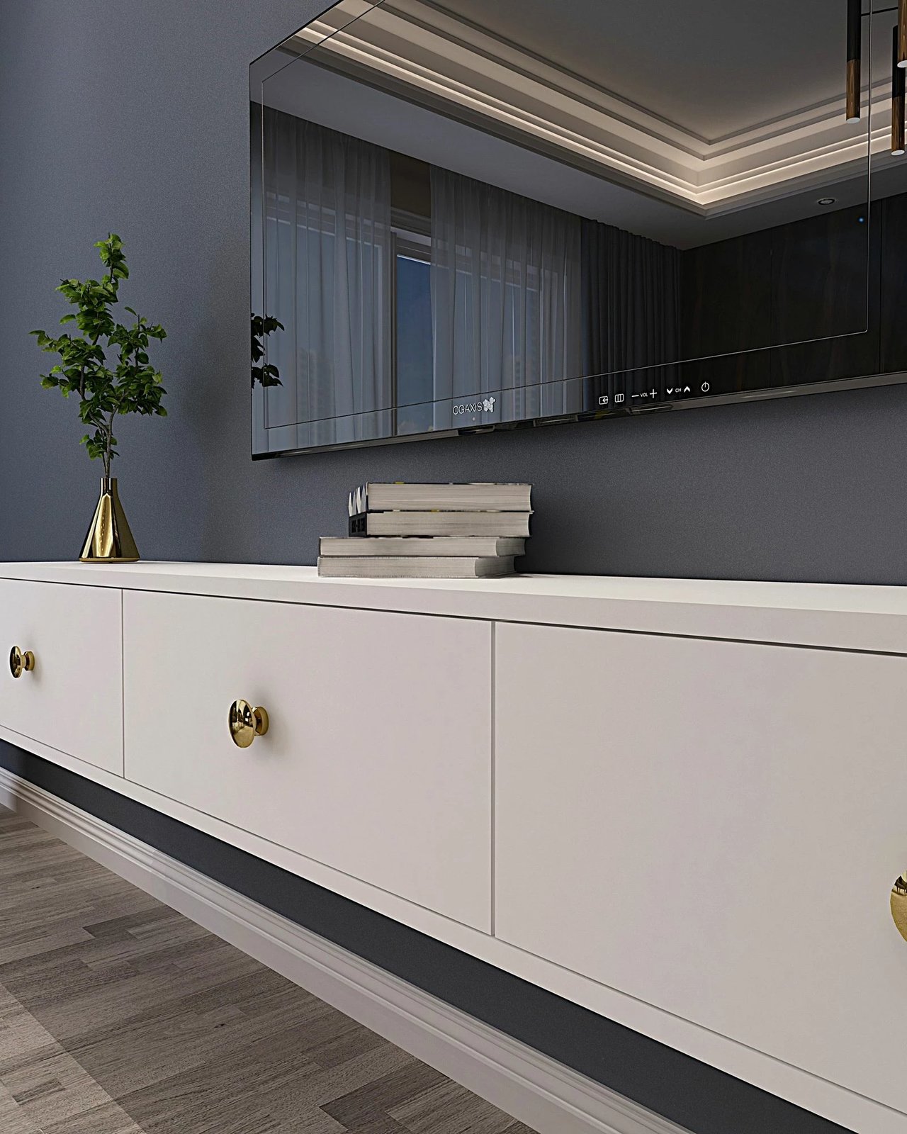 Komodë TV Skye Decor, Zuzu 180, e bardhë